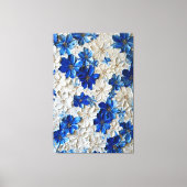 Modern Blue and White Floral Abstract Wall Art   キャンバスプリント (正面)