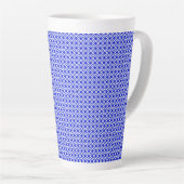 Modern Blue and White Geometric Diamond Pattern カフェラテマグ (右アングル)