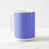 Modern Blue and White Geometric Diamond Pattern コーヒーマグカップ (正面左)