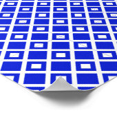 Modern Blue and White Geometric Diamond Pattern ポスター (角)