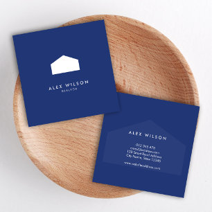 Modern Blue and White House Realtor スクエア名刺