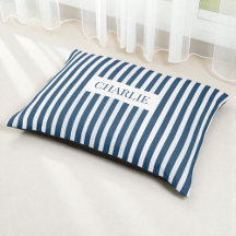 Modern Blue and White Stripes Elegant Dog Name