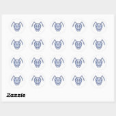 Modern Blue Ant Line Art Illustration Sticker ラウンドシール (シート)