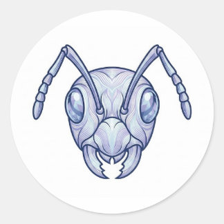 Modern Blue Ant Line Art Illustration Sticker ラウンドシール