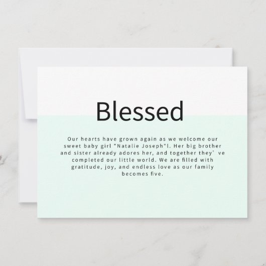 Modern Blue Baby Boy Photo Birth  案内状 (裏面)