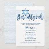 Modern Blue Bar Mitzvah Invitation 招待状 (正面/裏面)