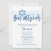 Modern Blue Bar Mitzvah Invitation 招待状 (正面)