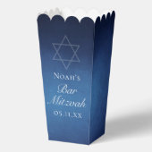 Modern Blue Bar Mitzvah Party Popcorn フェイバーボックス (正面)