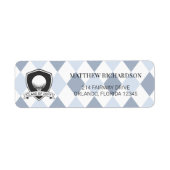 Modern Blue Black Golf Graduation Return Address ラベル (正面)