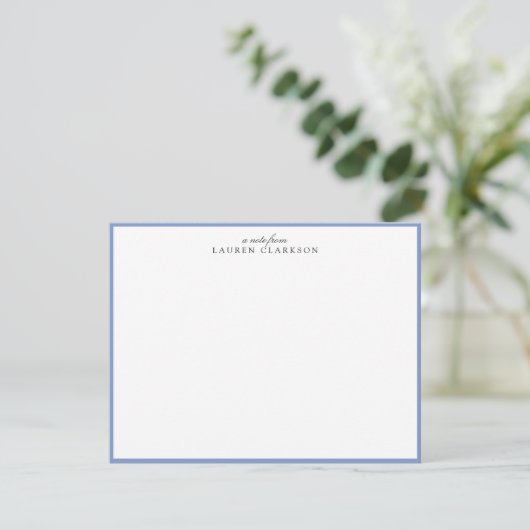 Modern Blue Border Personalized Note Card 招待状 (スタンド正面)