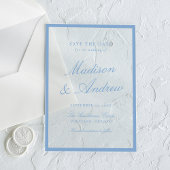 Modern Blue Border Wedding Save the Date アクリル招待状