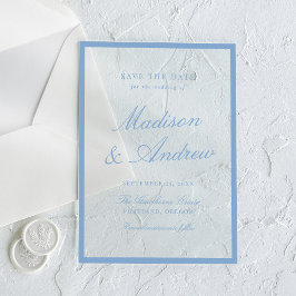 Modern Blue Border Wedding Save the Date アクリル招待状