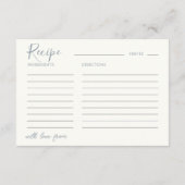 Modern Blue Botanical Recipe for the Bride Floral エンクロージャーカード (裏面)