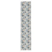 Modern Blue Botanical Spring Floral Table Runner ショートテーブルランナー (正面)