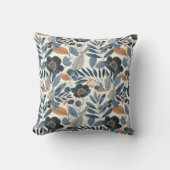 Modern Blue Botanical Spring Floral Throw Pillow クッション (正面)