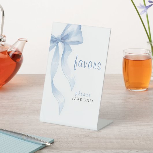 Modern Blue Bow Bridal Shower 台座サイン (インサイチュ)
