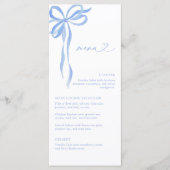 Modern Blue Bow Watercolor Script Bridal Shower メニュー (正面)