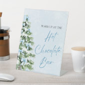 Modern Blue Bows Christmas Tree Hot Chocolate Bar 台座サイン (インサイチュ)