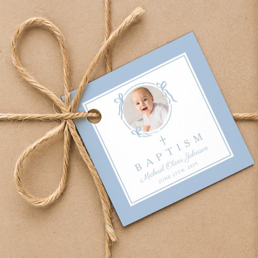 Modern Blue Boy Baptism Photo フェイバータグ