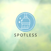 Modern Blue Broom Logo Cleaning Service ウィンドウサイン (シート3)