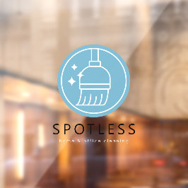 Modern Blue Broom Logo Cleaning Service ウィンドウサイン