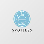 Modern Blue Broom Logo Cleaning Service ウィンドウサイン (シート)