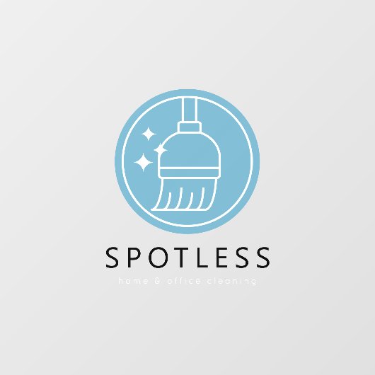 Modern Blue Broom Logo Cleaning Service ウィンドウサイン (シート)