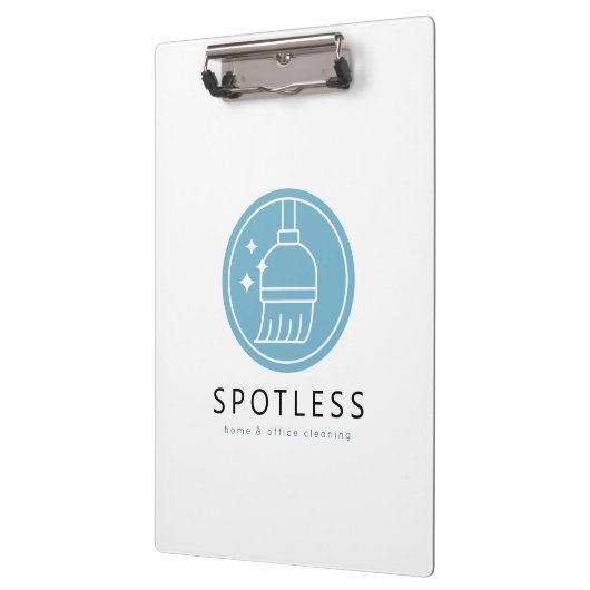 Modern Blue Broom Logo Cleaning Service クリップボード (左)