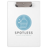 Modern Blue Broom Logo Cleaning Service クリップボード (正面)