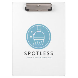 Modern Blue Broom Logo Cleaning Service クリップボード