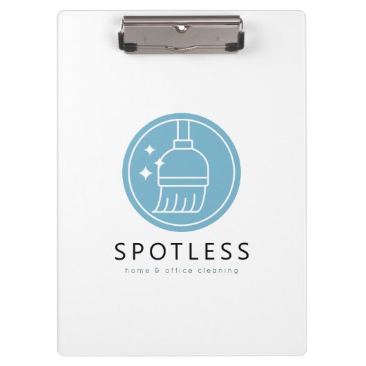 Modern Blue Broom Logo Cleaning Service クリップボード (正面)