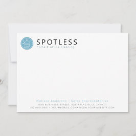 Modern Blue Broom Logo Cleaning Service ノートカード