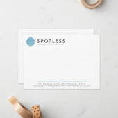 Modern Blue Broom Logo Cleaning Service ノートカード (正面/裏面インサイチュ)