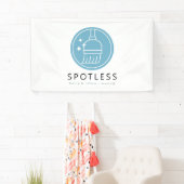 Modern Blue Broom Logo Cleaning Service Business 横断幕 (インサイチュ)