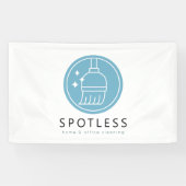 Modern Blue Broom Logo Cleaning Service Business 横断幕 (横)