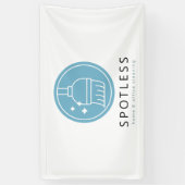 Modern Blue Broom Logo Cleaning Service Business 横断幕 (縦)