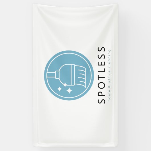 Modern Blue Broom Logo Cleaning Service Business 横断幕 (縦)