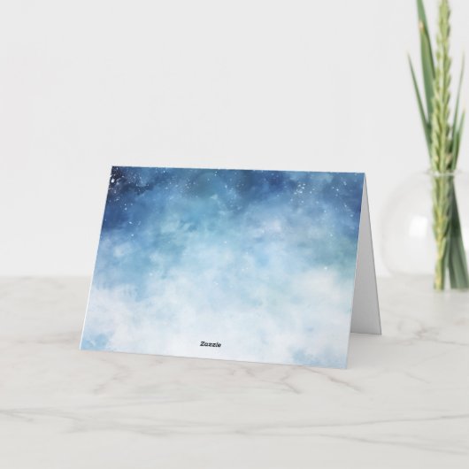 Modern Blue Christmas Fancy Merry Christmas Script シーズンカード (裏面)