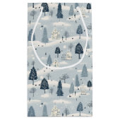 Modern Blue Christmas Village  スモールペーパーバッグ (裏面)