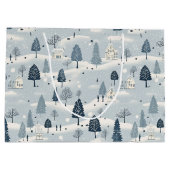 Modern Blue Christmas Village  ラージペーパーバッグ (裏面)