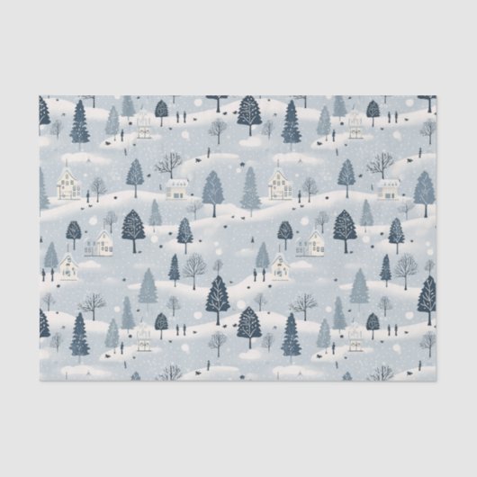 Modern Blue Christmas Village  薄葉紙 (正面)