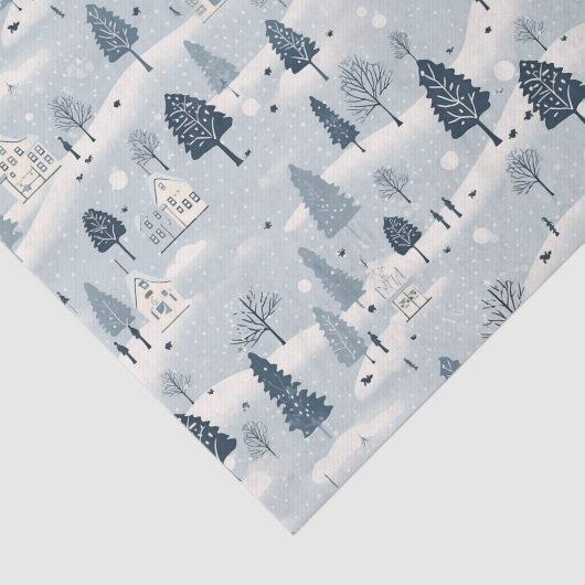 Modern Blue Christmas Village  薄葉紙 (詳細)