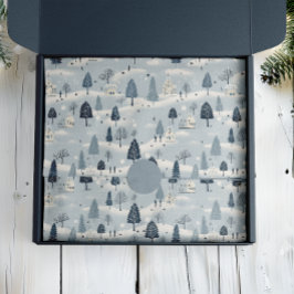 Modern Blue Christmas Village  薄葉紙