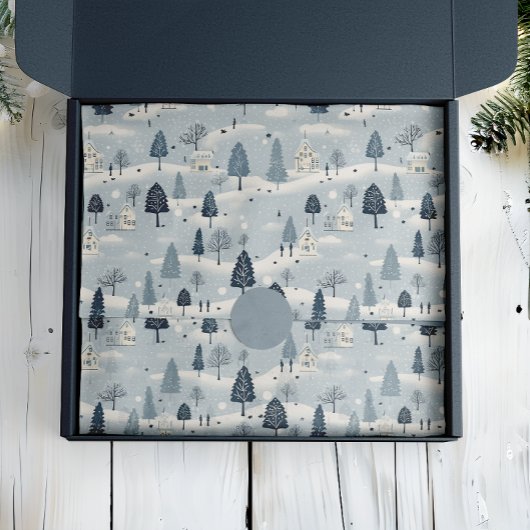 Modern Blue Christmas Village  薄葉紙