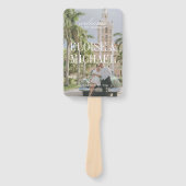 Modern Blue Citrus Script Wedding Ceremony Program ハンドファン (正面)