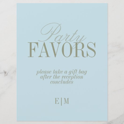 Modern Blue Citrus Wedding Favor Take One Sign (正面)