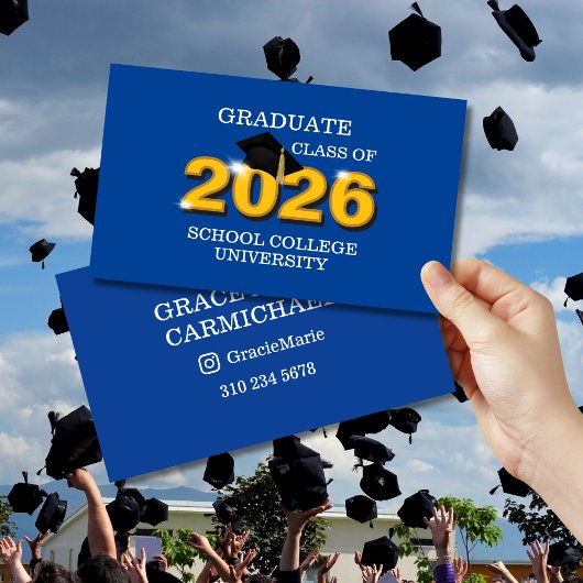 Modern Blue Class of 2026 Graduate Name Card 名刺