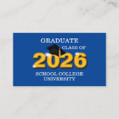 Modern Blue Class of 2026 Graduate Name Card 名刺 (正面)