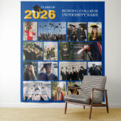 Modern Blue Class of 2026 Graduation Photo タペストリー (インサイチュ)