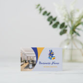 Modern Blue Cleaning Service Housekeeper Maid 名刺 (スタンド正面)